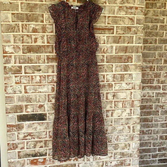 BB Dakota Steve Madden Floral Ruffled Maxi Sheer Sleeveless Dress - Picture 2 of 10